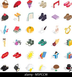 Junk icons set, isometric style Stock Vector