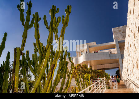 Cactus garden at The Getty Center, Museum and Research Center, designed by Richard Meier, Exterior, Brentwood, Los Angeles, California, USA. Stock Photo