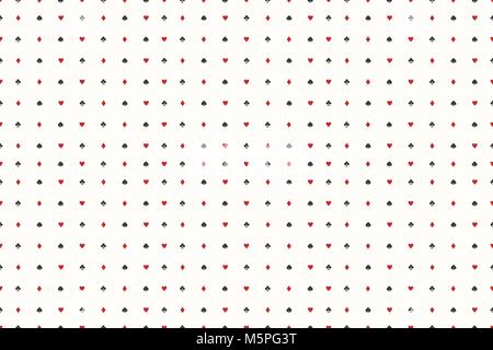 seamless pattern of playing card suits on white. vector background design. hearts, spades, diamonds and clubs symbol. casino and poker rooms wallpaper Stock Vector