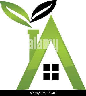 Letter A Eco Home Stock Vector