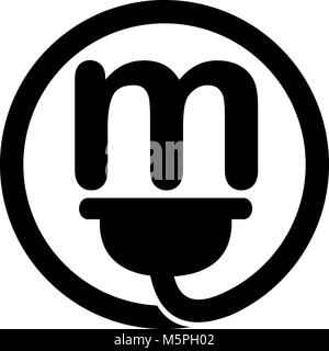 Letter M Plug Power Stock Vector