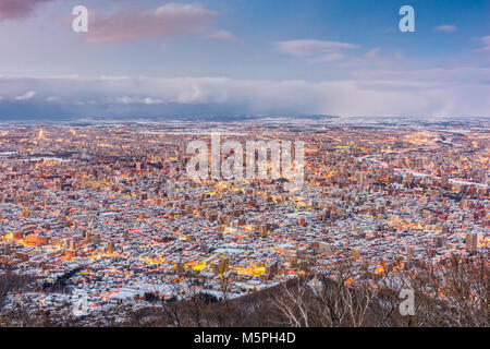 Sapporo, Japan aerial skyline view in winter. Stock Photo