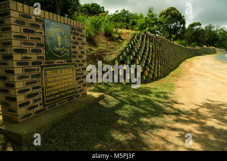 Wall of Honour along the route of the famous ultra Comrades marathon event displaying finisher's plaques, an epic race in South Africa Stock Photo
