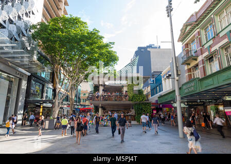 Queen Street, Brisbane, Queensland, Australia.  Busy high street with shoppers in australian city of Brisbane Stock Photo