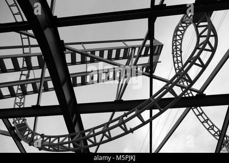 Modern design curved steel frame structure under a blue sky Stock Photo ...