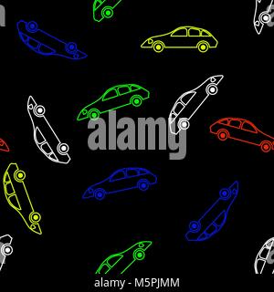 Colored Modern Car Seamless Pattern Stock Vector