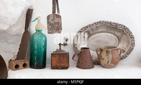 Granada, Spain: Kitchen still-life at the Cuevas del Sacromonte Museum in the Barrio Albaicín. Stock Photo