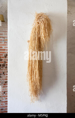 Granada, Spain: Palm fiber hung to dry at the Cuevas del Sacromonte Museum in the Barrio Albaicín. Stock Photo