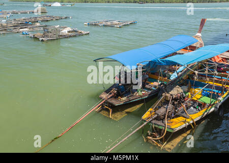 Ko Panyi is a fishing village in Phang Nga Province, Thailand, notable for being built on stilts by Indonesian fishermen with a population of 360 fami Stock Photo