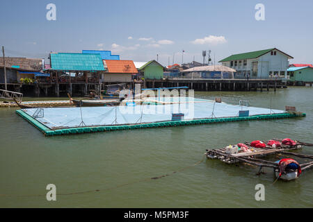 Ko Panyi is a fishing village in Phang Nga Province, Thailand, notable for being built on stilts by Indonesian fishermen with a population of 360 fami Stock Photo