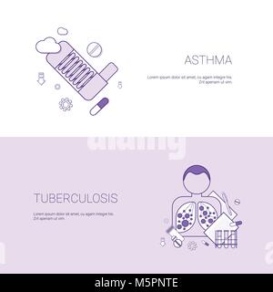 Asthma And Tuberculosis Diseases Concept Template Web Banner With Copy Space Stock Vector