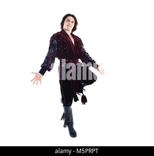 Gypsy male dancer in traditional dress performs folk dance Stock Photo
