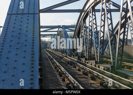 Detail of Barnes Railway Bridge. over the River Thames, London, UK Stock Photo