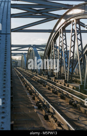 Detail of Barnes Railway Bridge. over the River Thames, London, UK Stock Photo