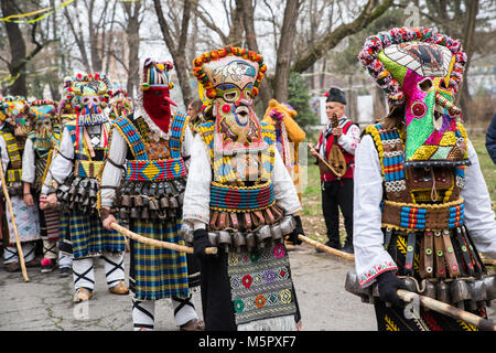 People in traditional carnival kuker costumes Stock Photo