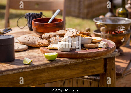 Imitation British naval rations of ships biscuits covered with maggots ...