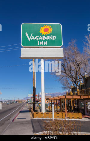 Vagabond Inn motel accomodation sign on highway 395 in the town of Bishop California USA Stock Photo