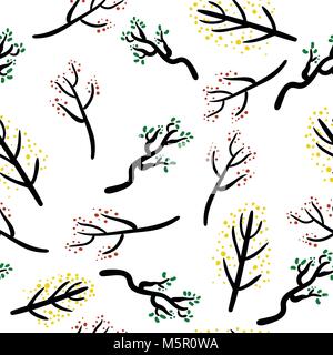 seamless of different branched isolated on white. Stock Vector