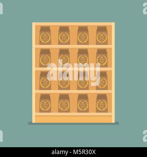Paper bag products on shelves. Vector Illustration Stock Vector