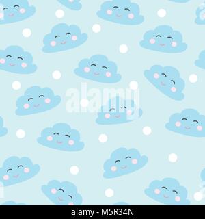 seamless smiling sleeping clouds vector illustration Stock Vector