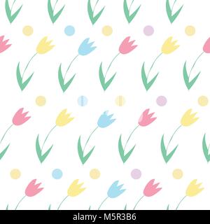 Seamless background from spring flowers. Pattern of tulips Stock Vector