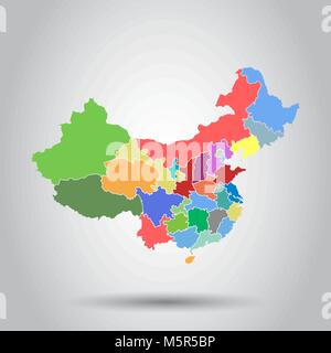 China map with province region. Flat vector illustration on isolated background Stock Vector