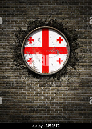 3d rendering of a Georgia flag over a rusty metallic plate. Isolated on ...