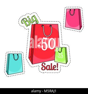Set of stickers shopping bags. Big sale. Vector illustration Stock Vector