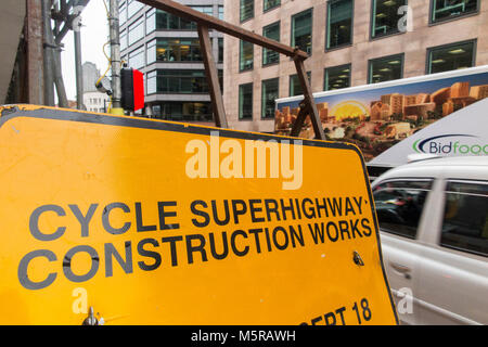 Cycle Superhighway construction works notification Stock Photo