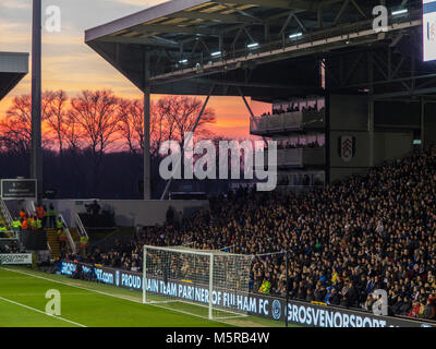 A lovely sunset at Craven Cottage prior to the start of a match Stock Photo