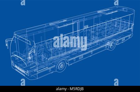 Concept city bus. Vector rendering of 3d Stock Vector