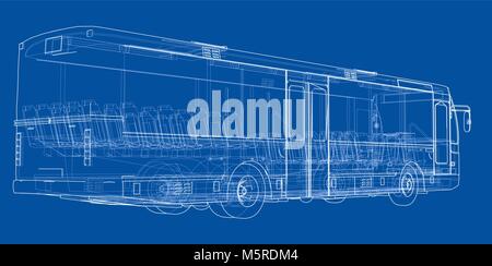 Concept city bus. Vector rendering of 3d Stock Vector