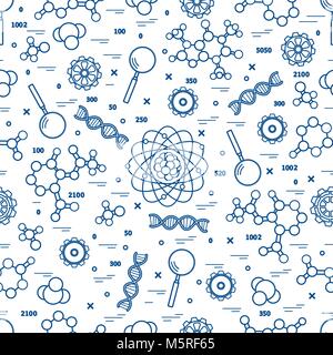 Seamless pattern with variety scientific, education elements. Design for banner, poster or print. Stock Vector