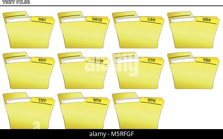 Icon set Folder for Text files - vector Stock Vector