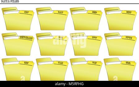 Icon set Folders for Data files - vector Stock Vector