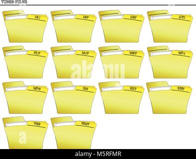 Icon set Folders for Video files - vector Stock Vector