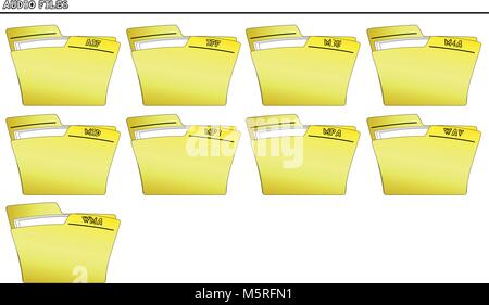 Icon set Folder for Audio files - vector Stock Vector