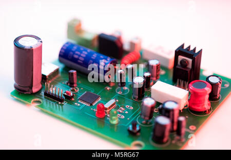 Electronic circuit board close up. Stock Photo