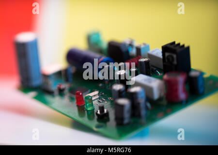 Electronic circuit board close up. Stock Photo