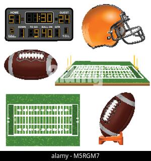 American Football Realistic Icons Stock Vector