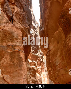 The 1.2km long path (Siq) to the city of Petra, Jordan-- it is a symbol of Jordan, as well as Jordan's most-visited tourist attraction. Petra has been Stock Photo