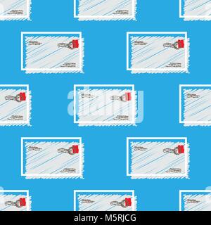 Seamless pattern emails, letters, directed upwards. Background for web sites, services delivery, subscription. Flat design and bright colors. Vector i Stock Vector