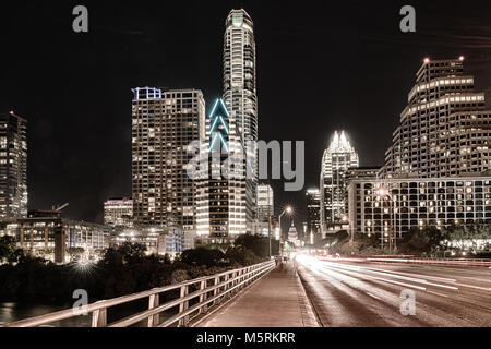 Skyline of Austin, Texas from the Congress Avenue Bridge Stock Photo