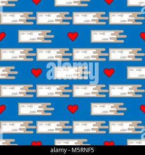 Seamless pattern emails, letters, directed upwards. Background for web sites, services delivery, subscription. Flat design and bright colors. Love mes Stock Vector