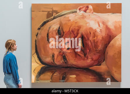 London, UK. 26th February, 2018. Reverse 2002-3 by Jenny Saville - All Too Human: Bacon, Freud and a Century of Painting Life, Tate Britain’s new exhibition . Including around 100 works by some of the most celebrated modern British artists. The exhibition makes connections across generations of artists and tells an expanded story of figurative painting in the 20th century. It will run from 28 Feb to 27 Aug 2018. Credit: Guy Bell/Alamy Live News Stock Photo