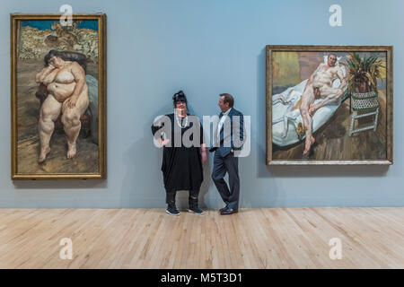 Sue Tilley and David Dawson in front of their portraits entitled ...