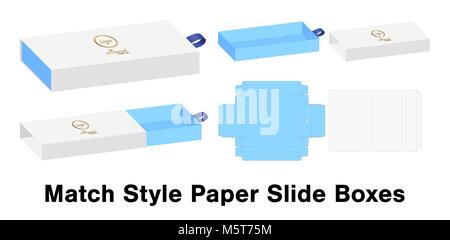 Slide box die cut mock up template vector. Stock Vector