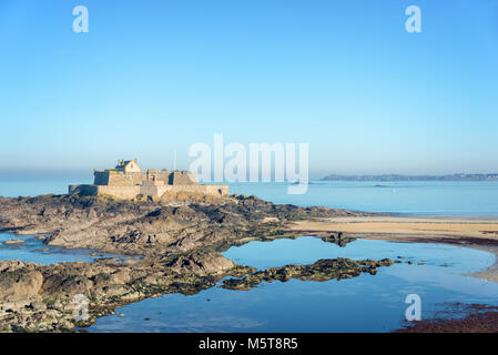 Fort National at low tide in Saint Malo, Brittany, France
