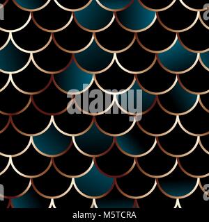 Seamless golden wire scales pattern Stock Vector