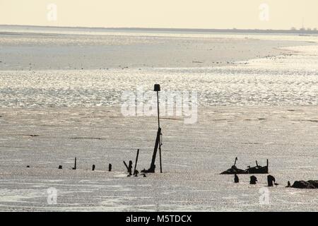 Landscape towards Brightlingsea overlooking Colne Estuary, Colchester in Essex Stock Photo